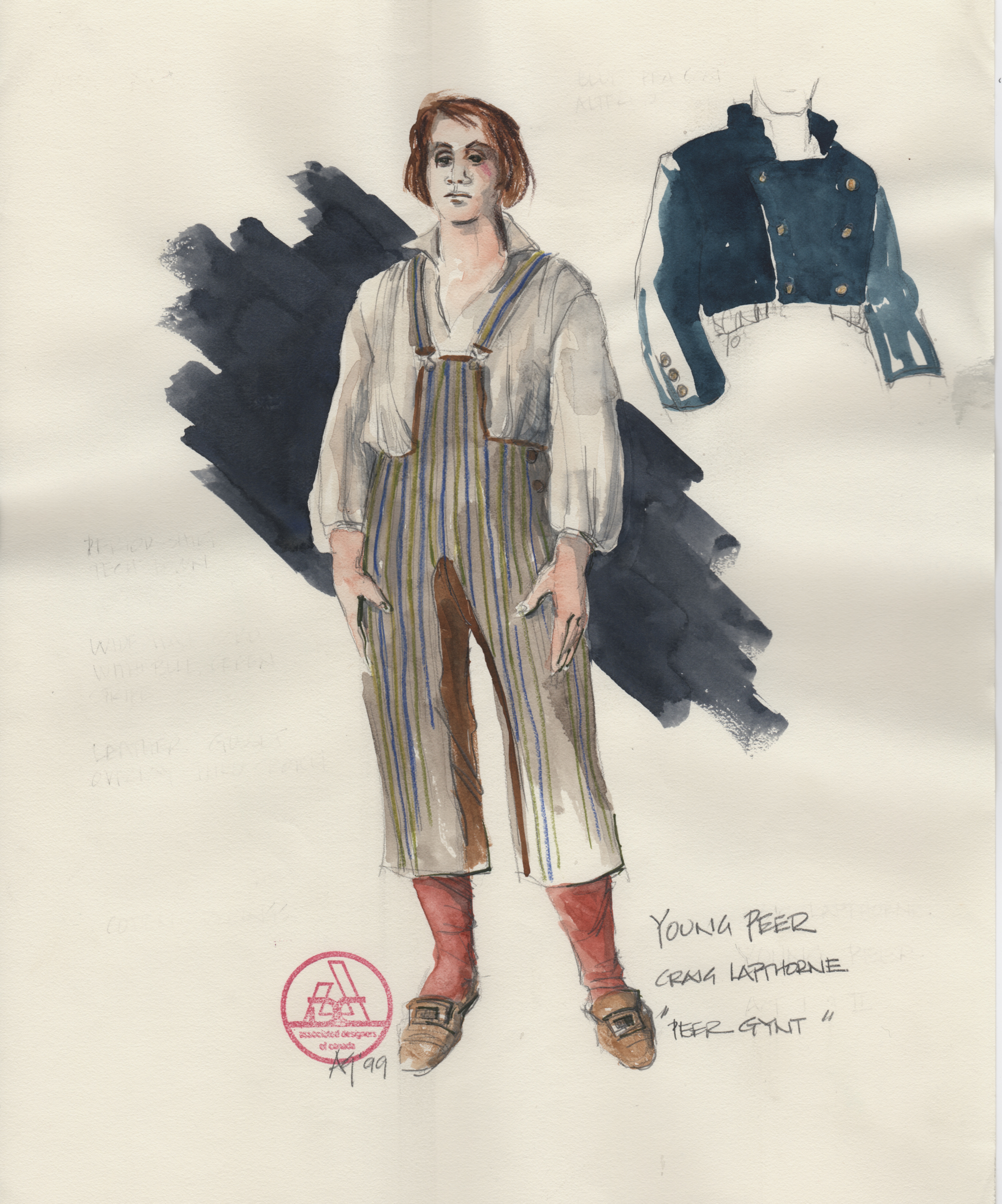 Young Peer
                Costume renderings created by Alison Green for the 1999 performance at
                the  Frederic Wood Theatre, UBC.