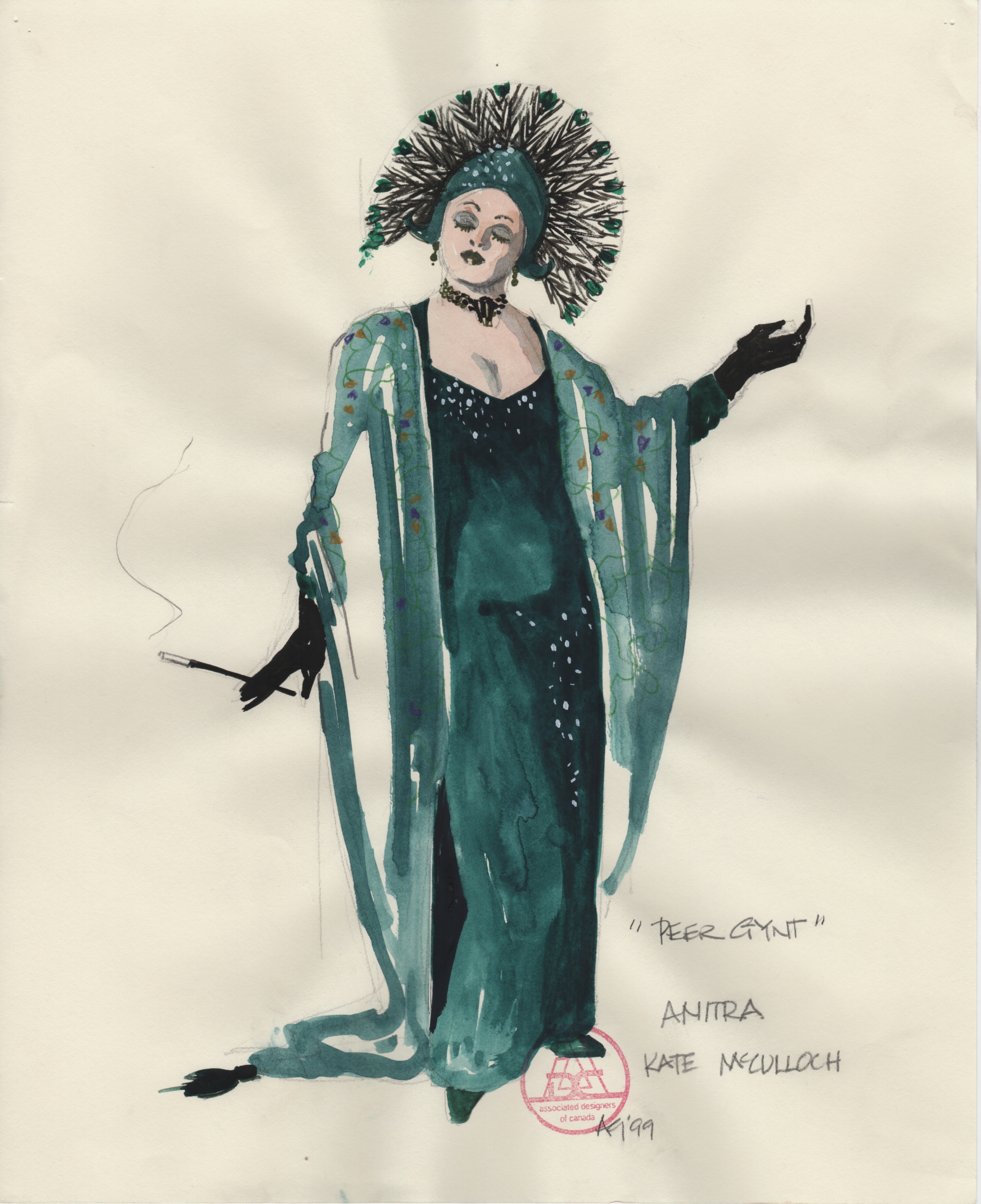 Anitra
                Costume renderings created by Alison Green for the 1999 performance at
                the  Frederic Wood Theatre, UBC.