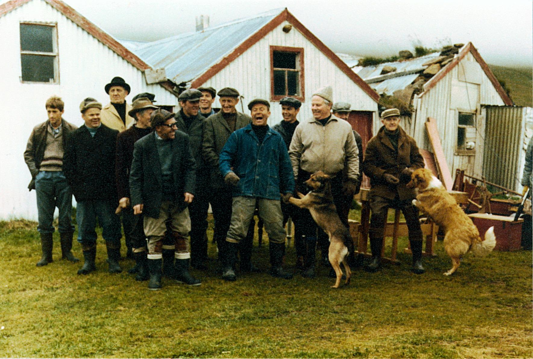 
	        Sigurður Sigurjónsson (furthest to the left) with the local men who played various roles